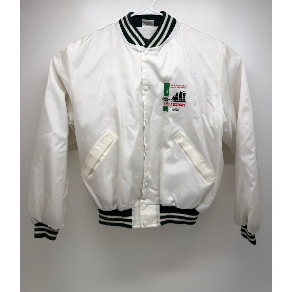 Vintage Special Export Beer Satin Jacket White Green Size L Double Sided RARE
